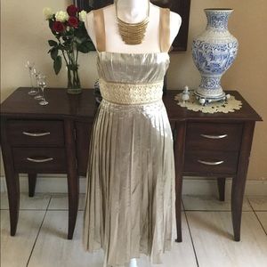 Malandrino Cream And Gold Pleated Dress ❤️